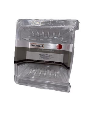 2 Pack Essentials Clear Clip On Basket 8” x 7” x 3” Organizer.